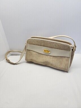 vintage Etienne Aigner woven jute and cream leather shoulder bag